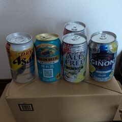 缶ビール等とノンアルコール缶 全５本