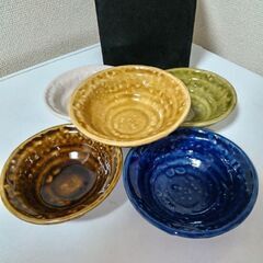 未使用　四季彩器　５色５客セット　貫入　器　小鉢　木箱入り