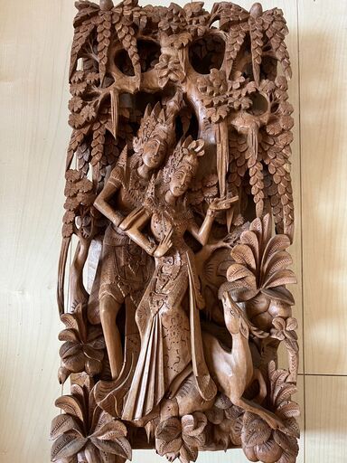 雕刻透かし彫りレリーフ木彫りインドネシア バリ島 バリ彫刻