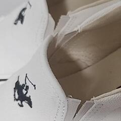 ビバリーヒルズポロクラブ　ロゴ刺繍入りスリッポン　白　訳有り品の画像