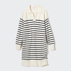 UNIQLO スムースコットンボーダーニットワンピース　Lサイズ
