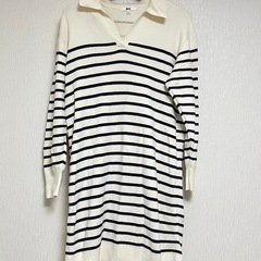 UNIQLO スムースコットンボーダーニットワンピース　Lサイズの画像