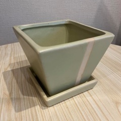 フラワーアレンジメントや観葉植物に！緑色のセラミック鉢  受け皿...