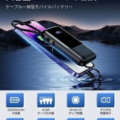 【新品・未使用】22000mAh大容量モバイルバッテリー（ブラック）の画像