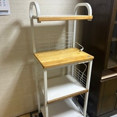 キャスター付き3段レンジ台 天然木