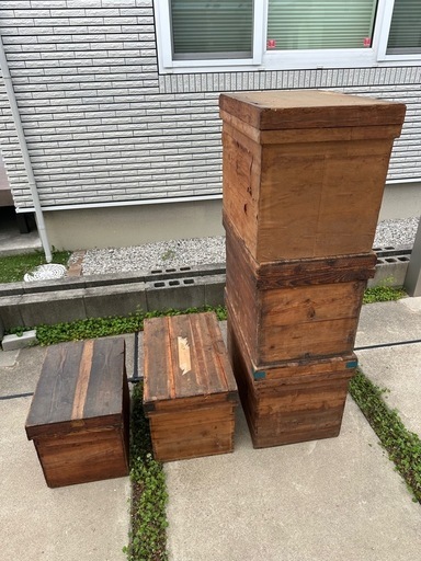 【最新入荷】 5セット 木製茶箱 ☆お茶屋 茶入れ お茶屋古道具 お茶保管箱 アンティーク雑貨