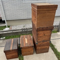 ★お茶屋 木製茶箱 5セット 茶入れ お茶保管箱 お茶屋古道具 ...