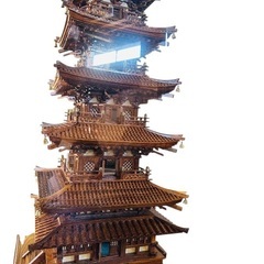 巨大 重塔 法隆寺五重塔 ガラスケース入り K05004の画像