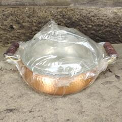 未使用品　槌目入り純銅卓上鍋　カクセー製　径約25cm