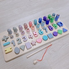 木製パズル　木のおもちゃ　知育玩具　魚釣り