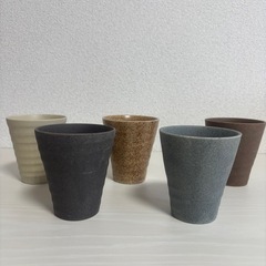 『未使用品』深山窯の手書きの器、ピラフカレー皿とゴブレット5客セット の画像