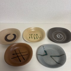 『未使用品』深山窯の手書きの器、ピラフカレー皿とゴブレット5客セット の画像