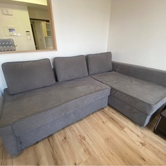 IKEA 3人がけソファ　フリーヘーテン　コーナーソファ　カバー付き