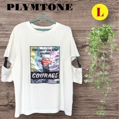 PLYMTONE❤カットアウトスリーブ Tシャツ グラフィックデ...