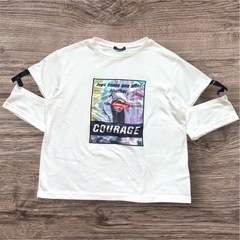 PLYMTONE❤カットアウトスリーブ Tシャツ グラフィックデザイン　Lサイズの画像