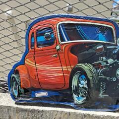 ダイカットメタルサイン CAR RED カー レッド 縦30×横56cm ブリキ看板 インテリア アメリカ雑貨 の画像