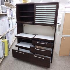 ジモティー見た！で5%OFF【キッチンボード】河口家具製作所  ダイニングボード レンジボード カップボード 食器棚 キッチン収納:ブラウン の画像