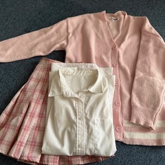 なんちゃって制服 コスプレ 学生服 カーディガン ピンク ワイシ...
