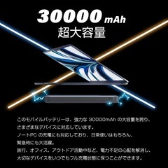 【新品未使用】モバイルバッテリー 30000mAh 大容量 PD対応 100W高速充電 薄型の画像