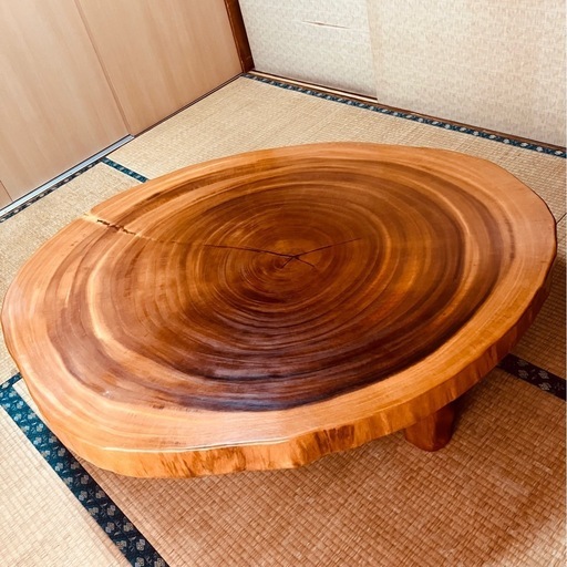 【お試し価格！】 一枚板高級無垢材テーブル・座卓 小樽のテーブル (ありがとう) 座卓、ちゃぶ台