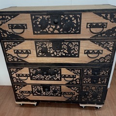 鶴亀 鷹 鶯 大黒 七福神 縁起物の金具 佐渡箪笥 和タンス 時...