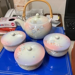 ☆値下げ☆W2505-389 有田焼 茶器セット 湯のみ2個不足 未使用品 保管時の汚れ有りの画像