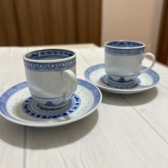 【中古】景徳鎮　コーヒーカップ&ソーサー　3客セットの画像