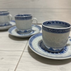 【中古】景徳鎮　コーヒーカップ&ソーサー　3客セットの画像