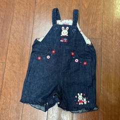 【超美品】70cmミキハウス デニムオーバーオール