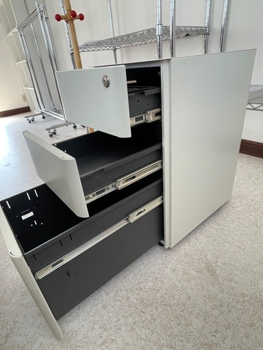 金属製ワゴン 3段 ホワイト 袖机 収納 