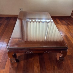 美品　和風座卓 ガラス天板付きの画像