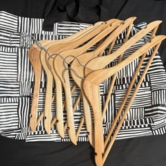 ニトリ木製ハンガー7本とIKEA でかい袋 (おの) 西大井の洗濯用品