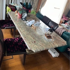一枚板‼️高級家具‼️大理石テーブル