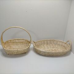 天然素材バスケット カゴ 籠 持ち手付き 2個セット　25051...