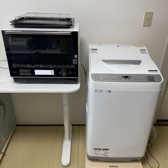 [配送あり] 高機能モデル2点セット 東芝電子レンジ シャープ洗濯乾燥機