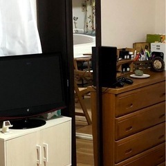 【取引中】収納付き全身ミラー（ダークブラウン）の画像