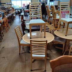 【愛品倶楽部柏店】秋田木工 円卓ダイニング5点セット ナラ材の画像