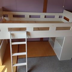 子供用シングル木製ロフトベッド WH