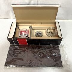 【R749】HOYA/クリスタル/たばこセット/MGS3120/ライターベース/灰皿/たばこ入/木製トレー/シガレットセット/卓上型ライター/箱入りの画像