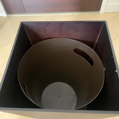 木製　ゴミ箱　ダークブラウンの画像