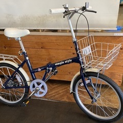 【美品！シングルギア】20インチ折りたたみ自転車　ネイビー