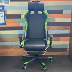店頭引渡し 中古 SKYE ゲーミングチェア グリーン オットマ...