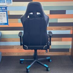 店頭引渡し 中古 SKYE ゲーミングチェア ブルー オットマン付き