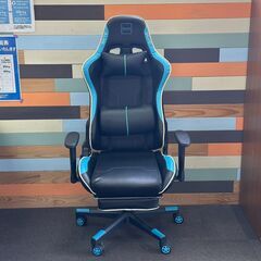 店頭引渡し 中古 SKYE ゲーミングチェア ブルー オットマン...