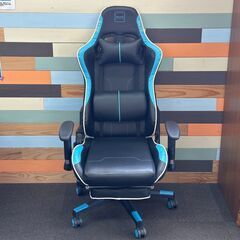 店頭引渡し 中古 SKYE ゲーミングチェア ブルー オットマン...