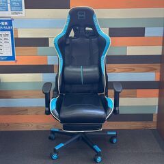 店頭引渡し 中古 SKYE ゲーミングチェア ブルー オットマン...