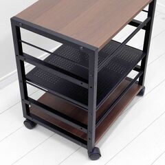 山善(YAMAZEN) デスク サイドワゴン 幅53×奥行40×高さ63cm A4対応 キャスター付き 天板・棚板高さ調節可能 棚 ラックの画像