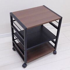 山善(YAMAZEN) デスク サイドワゴン 幅53×奥行40×高さ63cm A4対応 キャスター付き 天板・棚板高さ調節可能 棚 ラックの画像