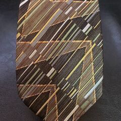 【良品】高級 手染めシルクネクタイ 和モダン柄 茶系 メンズ お洒落アイテムの画像