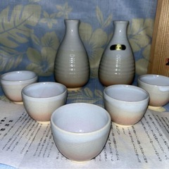 萩焼 椿窯 天鵬山造　酒器セット　　徳利　猪口の画像